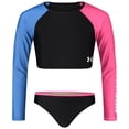 thumbnail image 1 of Under Armour Girls' Rashguard Set, Black Crop SP22, 8, 1 of 2