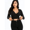 thumbnail image 3 of Drawstring Ribbed Long Sleeve Crop Top, 3 of 8