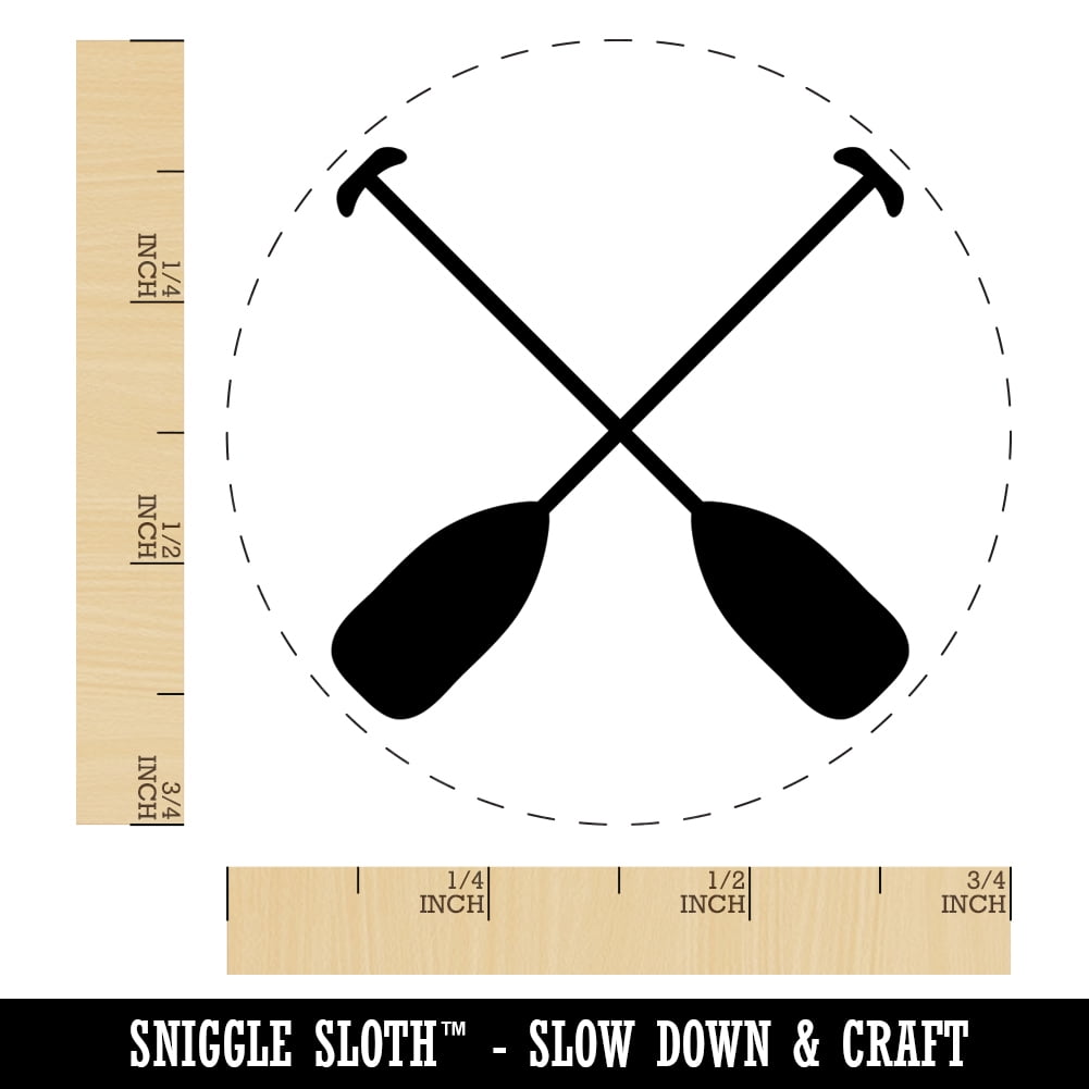Paddles Oar Canoes Kayaks Rafting Self-Inking Rubber Stamp Ink Stamper - Brown Ink - Small 3/4 Inch