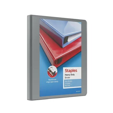 1/2" Staples Heavy-Duty View Binder with D-Rings Gray 976067