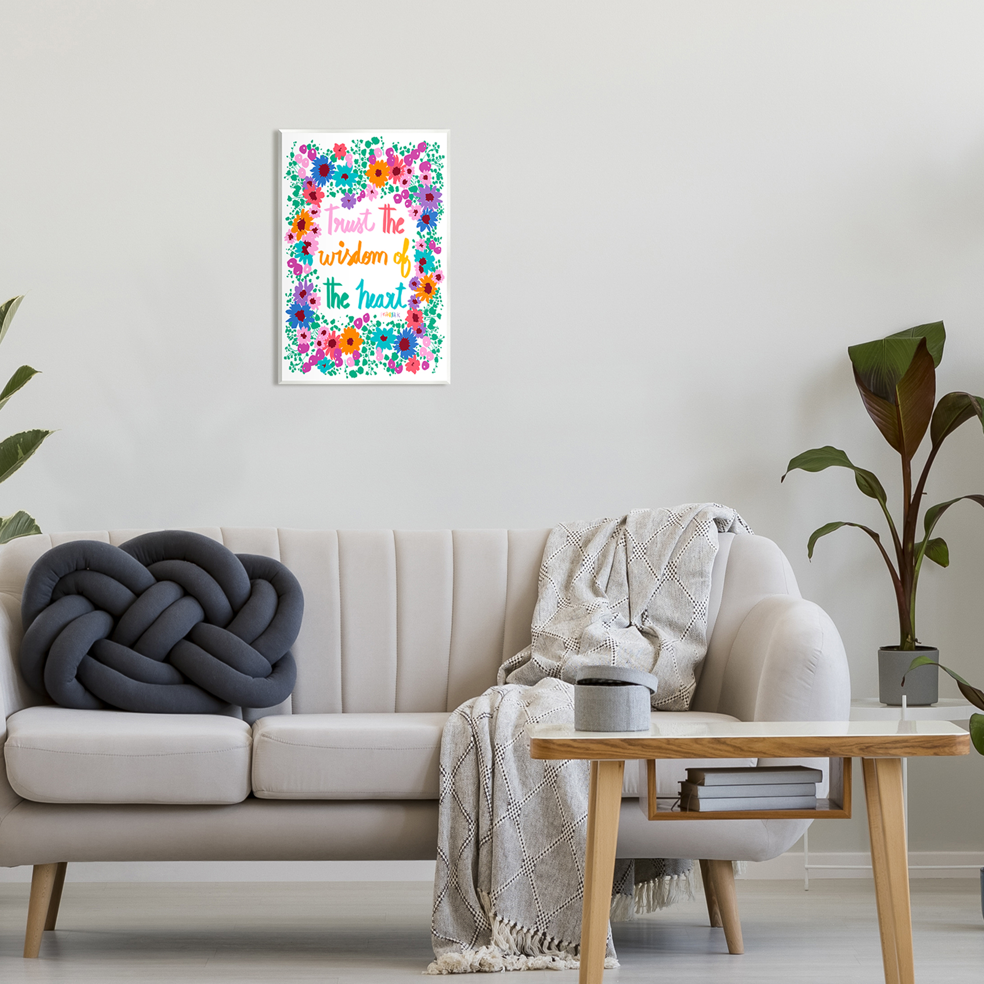 Stupell Industries Wisdom of Heart Phrase Botanical & Floral Painting Unframed Art Print Wall Art, 13 x 19