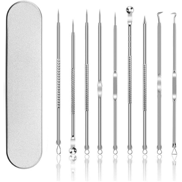 Trinyaa 9 in 1 Pimple Blackhead Remover Extractor Tool Kit,Pimple Tool Kit, Acne Tools, Comedone Extractor, Blemish Whitehead Removal, Professional Curved