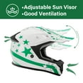 thumbnail image 5 of TCMT DOT Dirt Bike Helmet for Kids with Goggles & Gloves, for Motocross Offroad Street Motorcycle, Youth S Size, White Green Star, 5 of 11