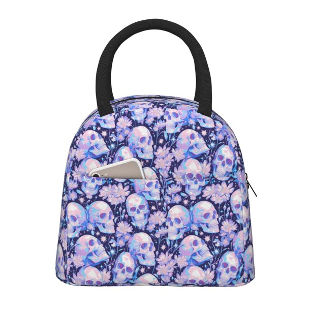 Easygdp Skull star crystal Bolsa de Almuerzo Insulada Grande, Forro de Aluminio, Diseño Espacioso, a Prueba de Fugas, Ideal para Trabajo, Picnics, Viajes y Actividades al Aire Libre