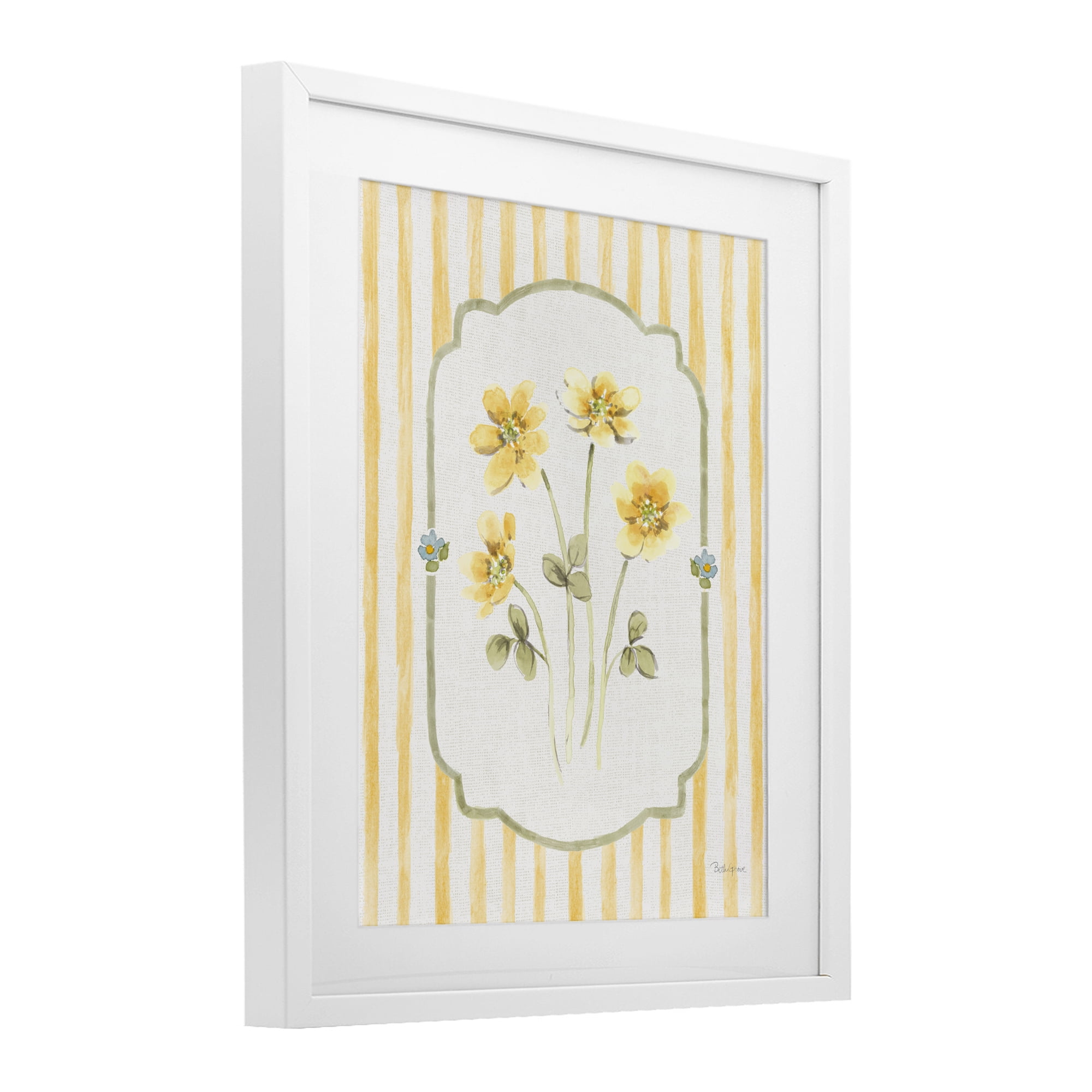 Stupell Industries Sweet Honey Flowers White Framed Print Under Glass, design by Beth Grove