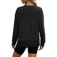 thumbnail image 5 of ATOYSOY Women's Retro Solid Color Pullover Side Split Workout Casual Sweatshirts Loose Sweaters Long Sleeve Tops Fall Winter Crew Neck Blouses Outwear Fashion Black L, 5 of 8