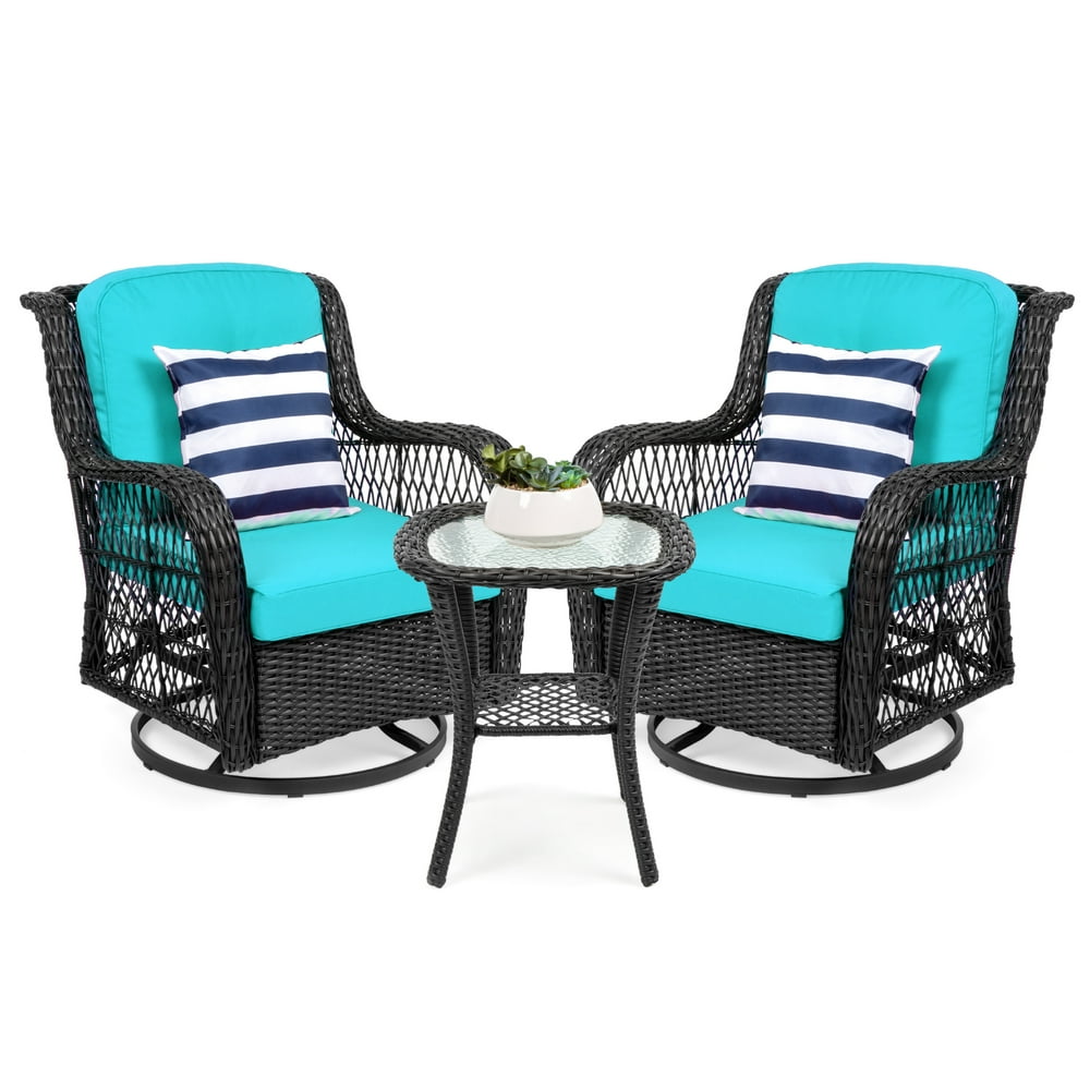 Best Choice Products 3-Piece Patio Wicker Bistro Furniture Set w/ 2