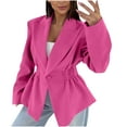 thumbnail image 2 of Long Jacket for Women, Pleated Waist Buttoned Loose Suit Jacket, 2 of 9