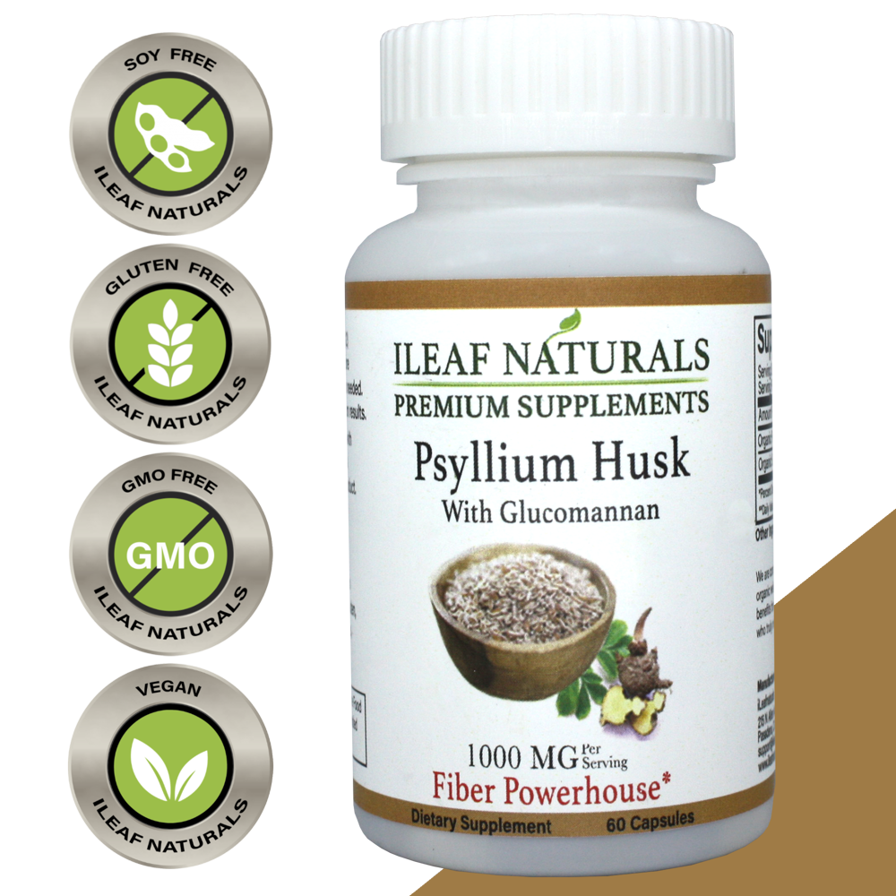 iLEAF NATURALS WholePsyllium Husk Fiber Capsules with