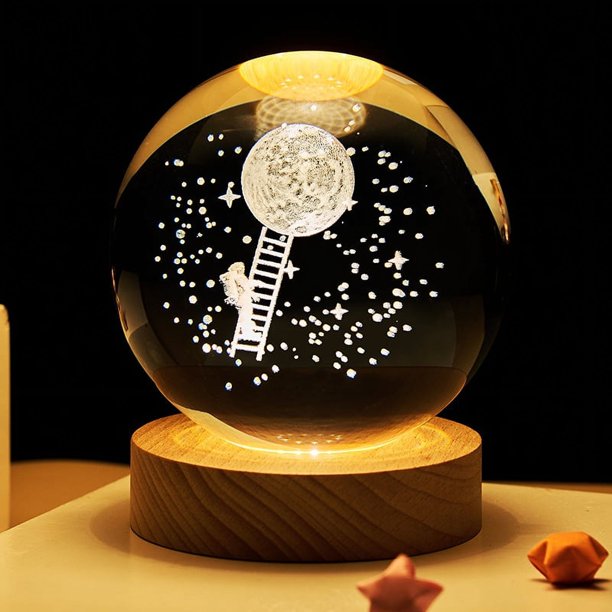 Favor de fiesta Cumpleaños Dormitorio Decoración Brillante Planetario Galaxia Astronauta Bola de cristal USB LED Luces de noche Regalo de Navidad para niños