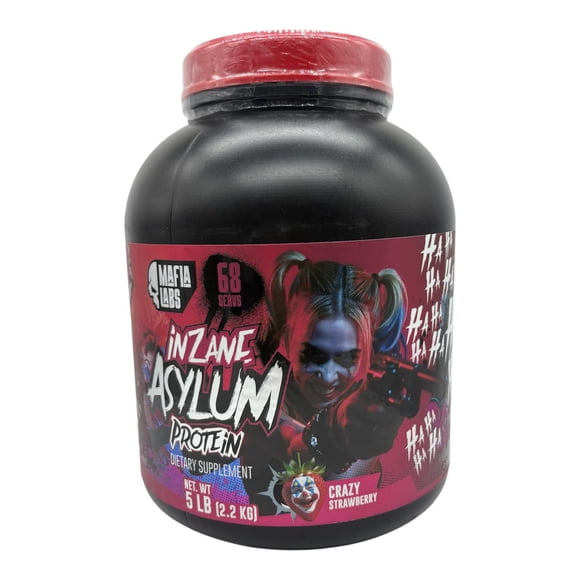 Inzane Asylum Protein de Mafia Labs – Proteína en Polvo para Uso Diario, Sabor Crazy Strawberry, 5 lb (2.2 kg), 68 Porciones* MAFIA LABS