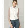 thumbnail image 3 of INSPIRE CHIC Women's Washed Chest Flap Pockets Single Breasted Denim Vest, 3 of 6
