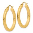 thumbnail image 2 of Boucles d'Oreilles Créoles Carrées en Or Jaune 14k 3mm Tube Rond, 2 of 8