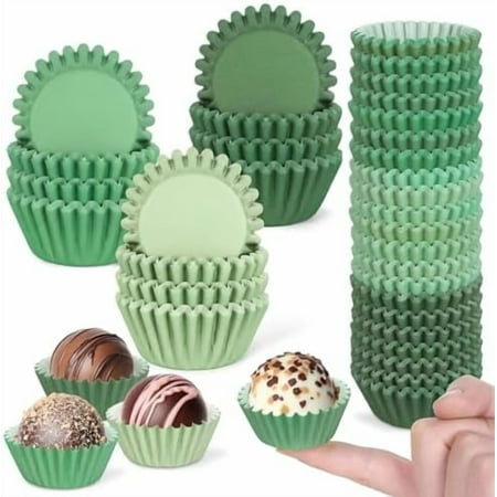 600Pcs Mini Sage Green Cupcake Liners Gradient Green Wedding Baking Cups Cupcake Wrappers Muffin Liners for Baby Shower Wedding Bridal Showers Birthday Party Decorations