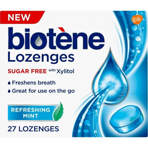 Biotene Dry Mouth Lozenges for Fresh Breath, Refreshing Mint, 27 count