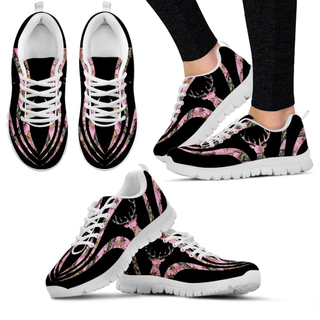 Chaussures de Sport d'Été à Lacets avec Imprimé Élan/boison Noir pour Femmes