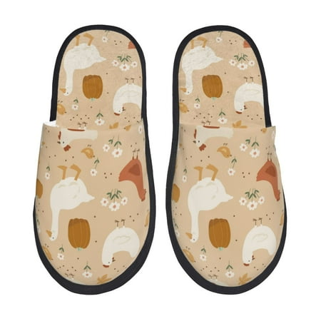 Balery Autumn and Thanksgiving Slient Indoor Furry Fleece Comfort House Shoes Soft Non-Slip Home Shoes Cotton slippers House Slippers-- Medium