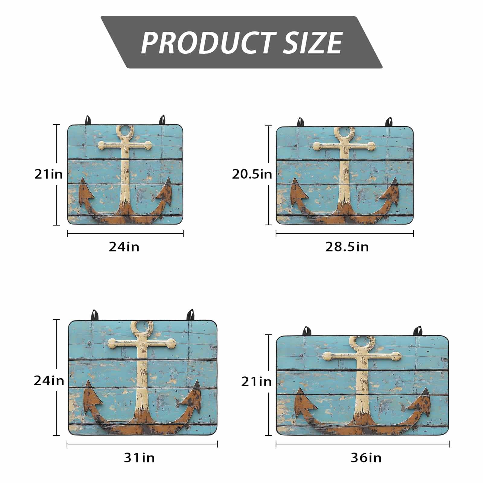 Vintage Anchor Stove Top Cover for Electric Stove, Heat-proof & Non Slip Glass Top Stove Cover Protector, Coastal Nautical Blue Brown Wooden Kitchen Flat Cooktop Rubber Mat 24x21 Inches