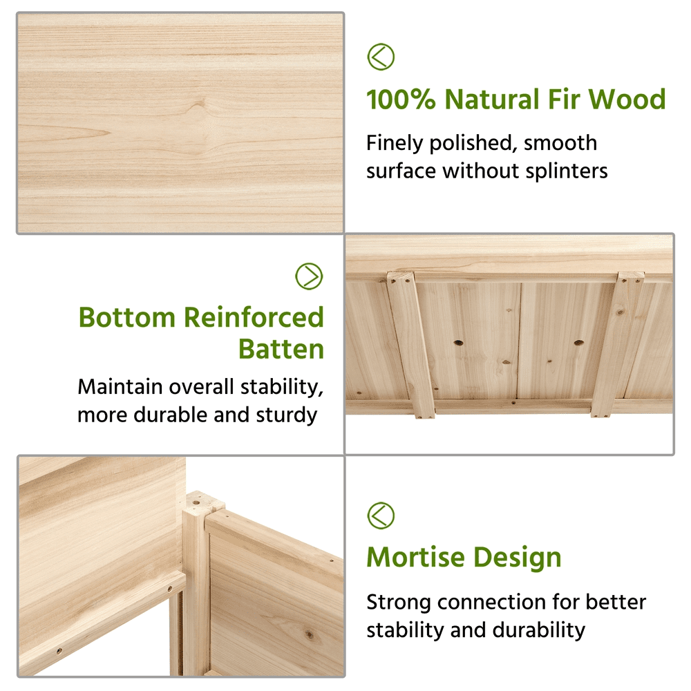 Renwick Fir Wood Planting Bed with Shelf & Wheels, Wood