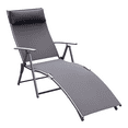 thumbnail image 1 of Outsunny Chaise Longue Extérieure Inclinable Pliante et Réglable Robuste - Ensemble de 1, Gris, 1 of 10