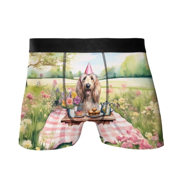 Happy Mother's Day Afghan Hound with Sweets and Flowers at a Picnic All Over Print Boxer Briefs Underwear for Men Dad Dog Lover - 13005
