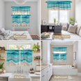 thumbnail image 6 of Teal Coastal Kitchen Curtains Sets for Windows 36 Inch Length, Summer Beach Nautical Abstract Art Rod Pocket Window Treatments Tier Curtains and Valances Set for Bedroom/Bathroom, 6 of 8