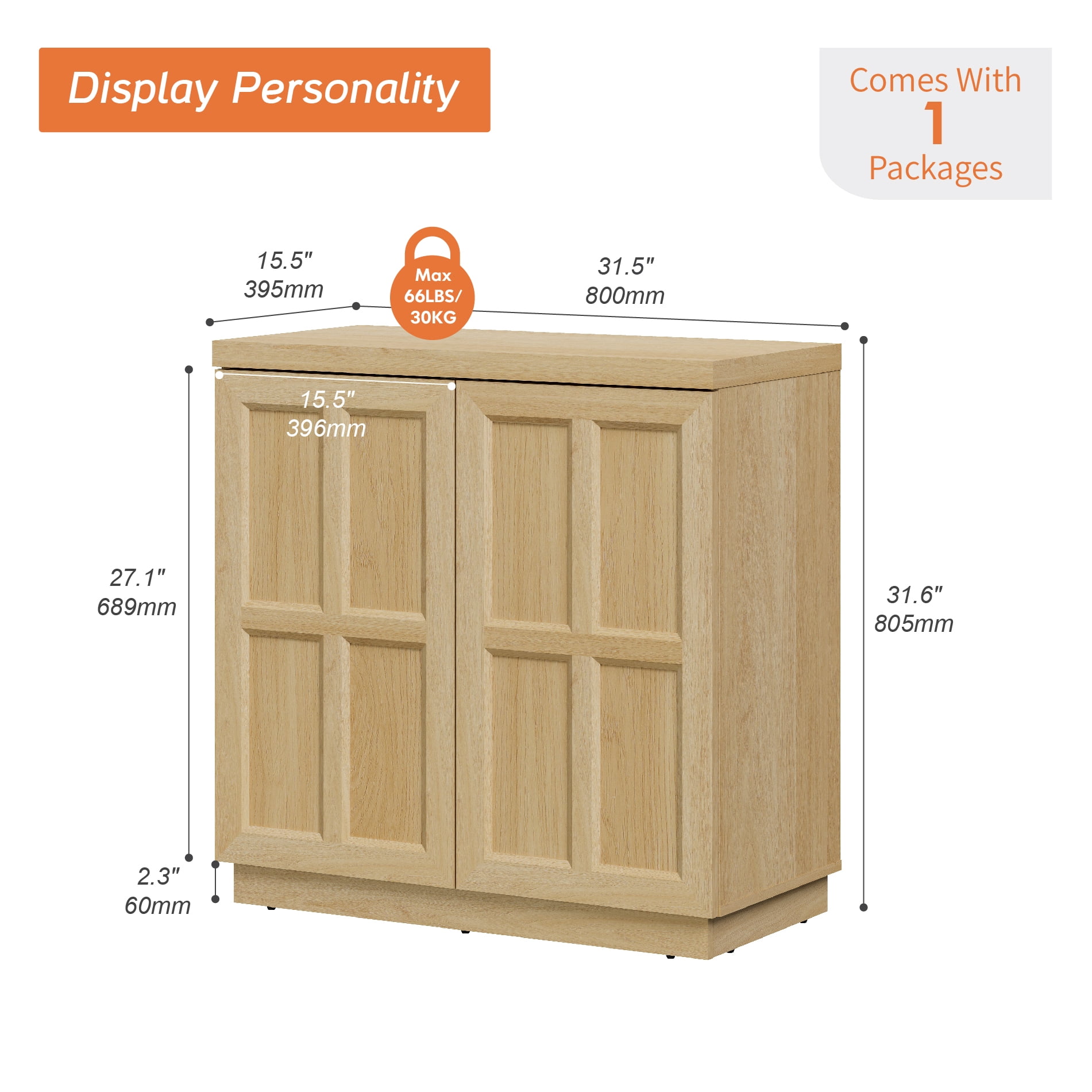 HOMOOI TV Stand for 26-40"TV, Boho 31.5" Wood Media Console with Doors, Adjustable Shelves and Cable Management Hole, Heavy-Duty Entertainment Center for Living Room, Bedroom,Oak