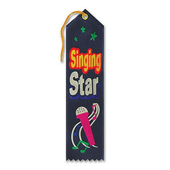 Pack of 6 Dark Blue "Singing Star Award" School Award Ribbon Bookmarks 8"