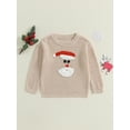 thumbnail image 3 of ZINTAOZT Toddler Baby Boy Girl Christmas Sweater Santa Claus/Candy Cane Embroidery Long Sleeve Chunky Knitwear Pullover, 3 of 8