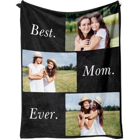 AISENIN Custom Blanket with Picture Text Customized Personalized Photo Blanket for Adults Kids Customizable Throw Blanket Gifts for Christmas Birthday Valentines Day