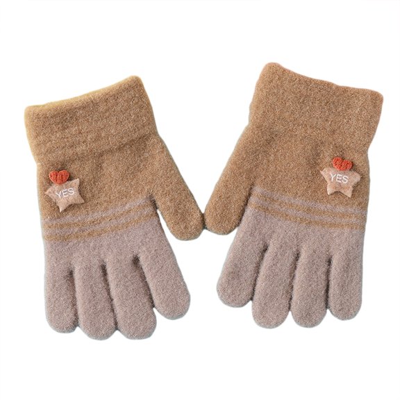 Karoyedx Snow Gloves for Kids Toddler Kids Warm Winter Gloves Cute Infant Baby Boys Girls Thick Fleece Lined Full Finger Ski Snow Gloves Mittens Brown Size,3-6 Years