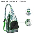 thumbnail image 3 of Exotic Floral Sling Backpack – Palm Leaf & Tropical Flowers Pattern, Durable Anti-Theft Pack for Students, 3 of 4