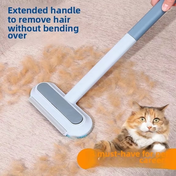 2 in 1 Pet Hair Remover - Washable & Reusable Long-Handle Tool, Gentle Removal for Dog/Cat Hair on Couch, Carpet, Furniture - Also Works for Window & Tile Cleaning (23 inch)