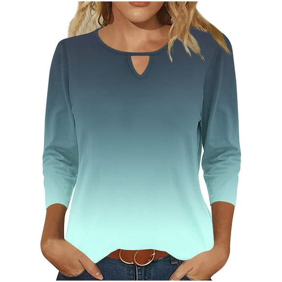 Viluyesy Round Neck T-Shirt for Womens 3/4 Sleeves Shirt Tops Fashionable Loose Blouse Army Green Size 2XL