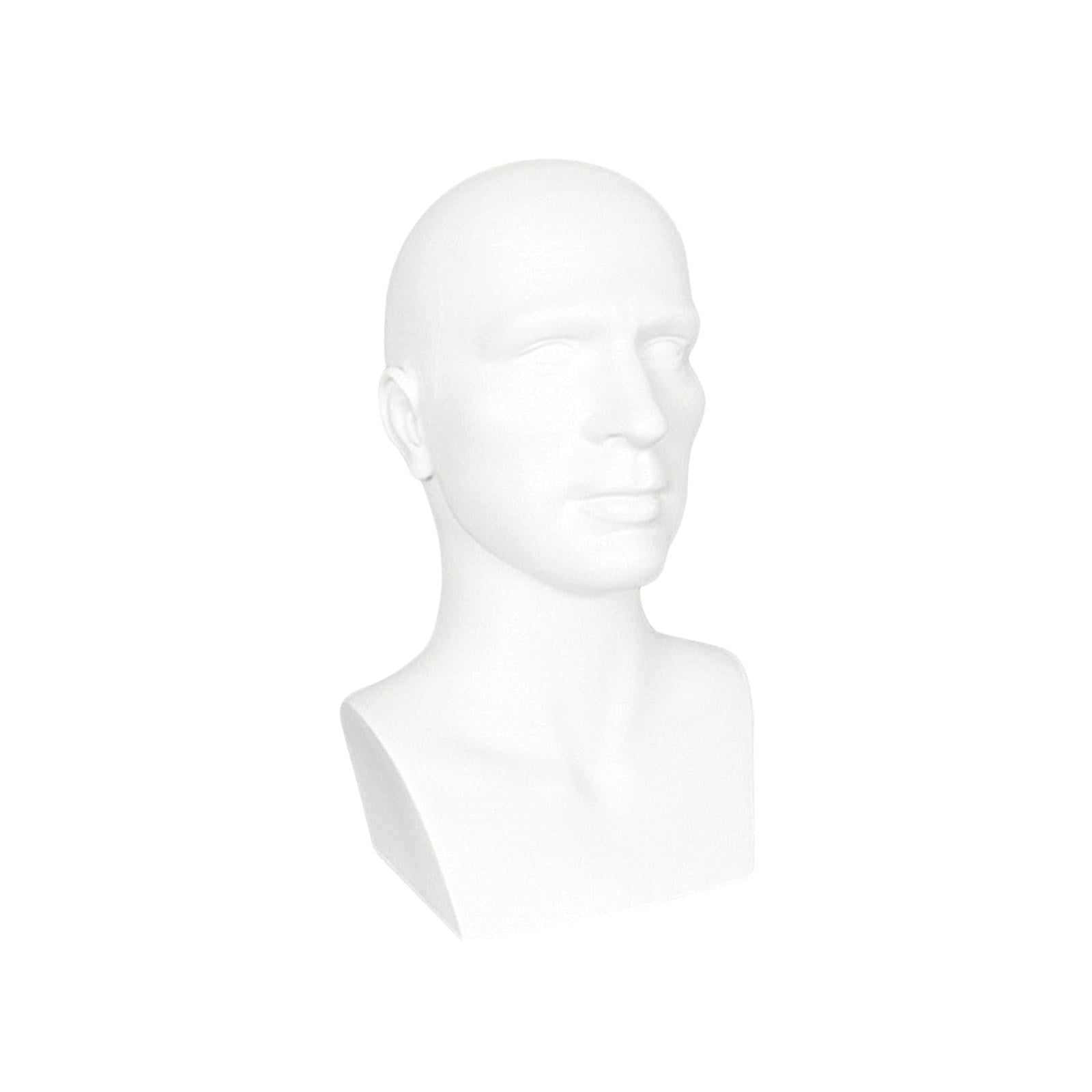 Bothyi Mannequin Male Head Display Stand Accessory for Scarves, Jewelry 15inch Tall White
