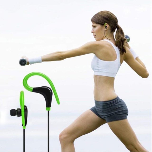 Audífonos deportivos 5.0 compatibles con Bluetooth inalámbricos con gancho para la oreja (verde)