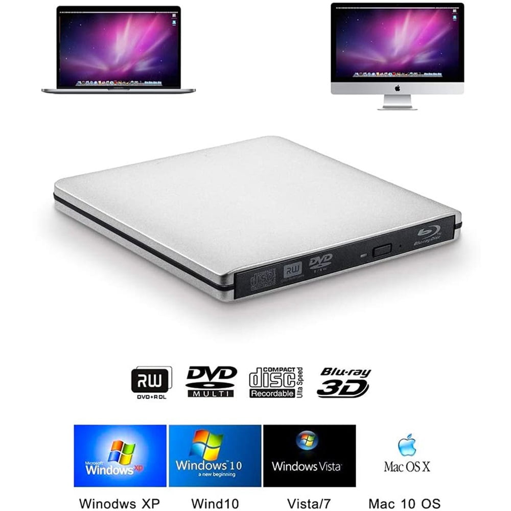 External Blu-ray Drive USB 3.0, Portable Blu-ray Burner Writer, CD DVD Optical Drive With Tray Loading, BD-RE BD-R Support For Laptop And Desktop Computers,Blu ray burner