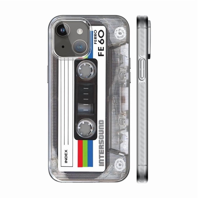 Funda KIOMY para iPhone 15, cinta de casete retro 3D, a prueba de golpes