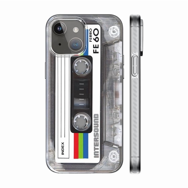 Funda de teléfono KIOMY 3D con diseño de casete plateado para iPhone 13/14