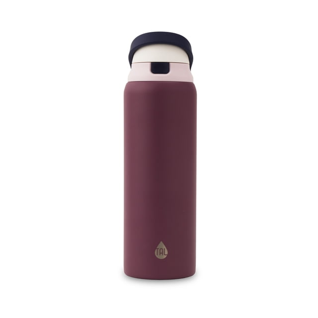TAL Stainless Steel 2-in-1 Straw and Chug Water Bottle with Push Lid 32 fl oz, Berry
