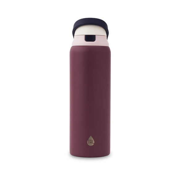 TAL Stainless Steel 2-in-1 Straw and Chug Water Bottle with Push Lid 32 fl oz, Berry