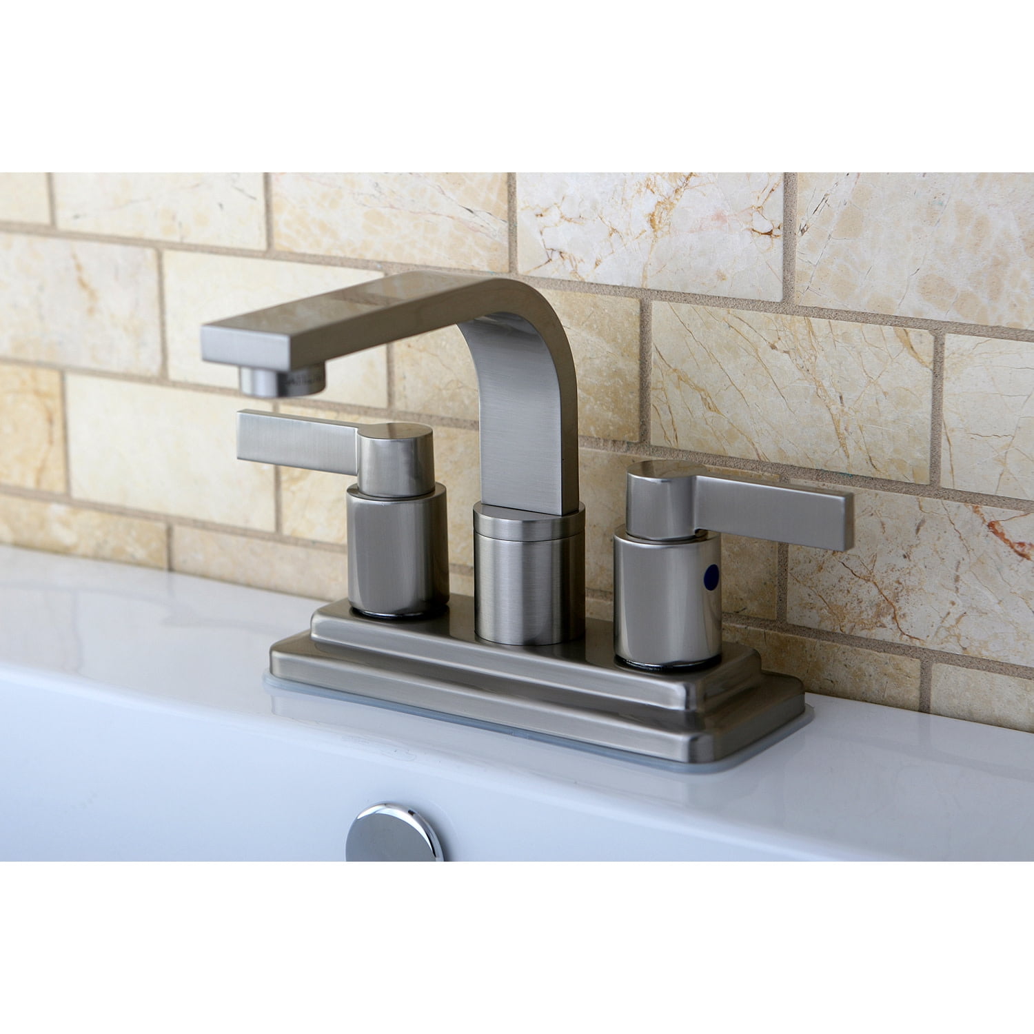 Kingston Brass KB8468NDL NuvoFusion 4-Inch Centerset Bathroom Faucet, Brushed Nickel