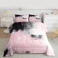 thumbnail image 2 of Manfei Watercolor Artwork Bedding Comforter Set 2pcs, Pink Gray Aesthetic Twin Comforter Sets, Ombre Oil Painting Bedding Set, Luxury Bedroom Decor, 2 of 8