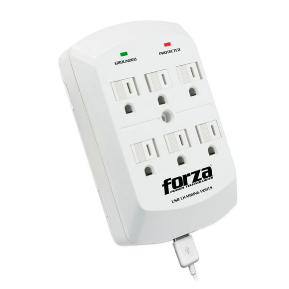 Multicontactos Supresor de picos Forza Power Technologies 6 contactos 2 USB 2,1A