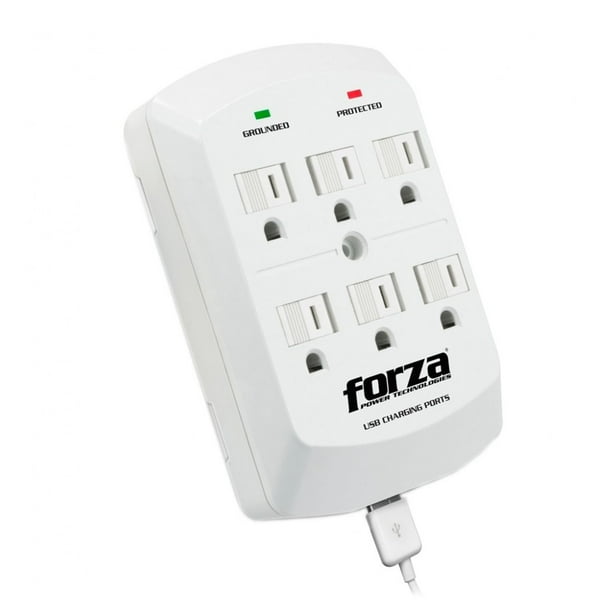 Multicontactos Supresor de picos Forza Power Technologies 6 contactos 2 USB 2,1A