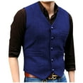 thumbnail image 2 of Timoontee Men's Vintage Suit Vest Casual Comfy Waistcoat Sleeveless V-Neck Jacket Vest Solid Button Down Vest Fall Fashion Vest Blue XL, 2 of 7