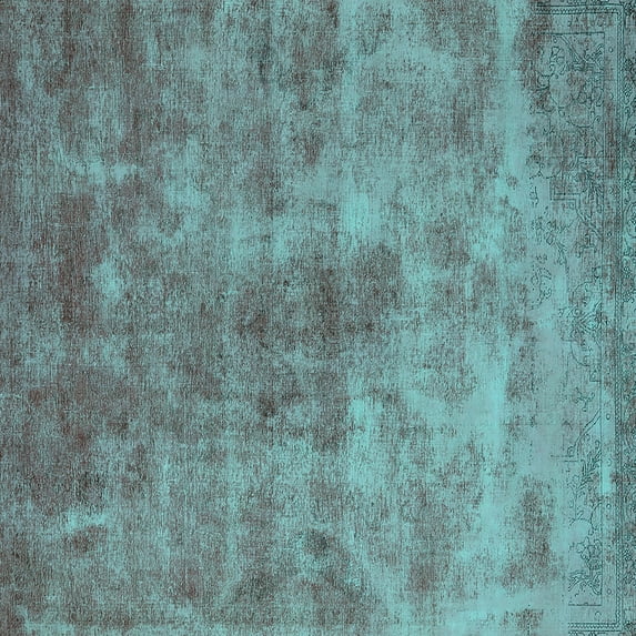Ahgly Company Indoor Square Oriental Turquoise Blue Industrial Area Rugs, 5' Square