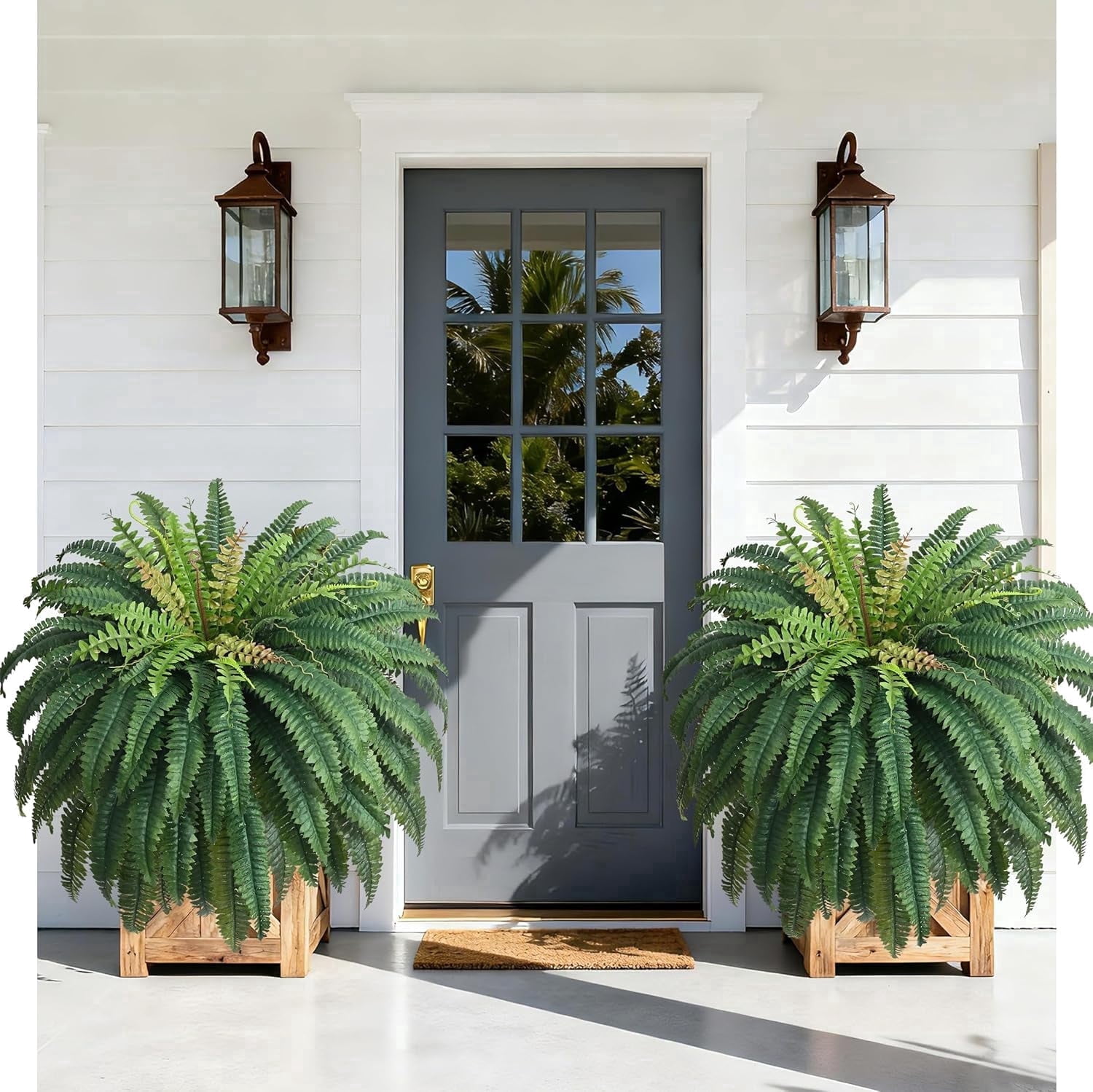 Lyacmy 48 Inch Fake Ferns Artificial Plants Large, 96 Leaves Artificial Ferns Fake Plants for Outdoors Front Porch Decor