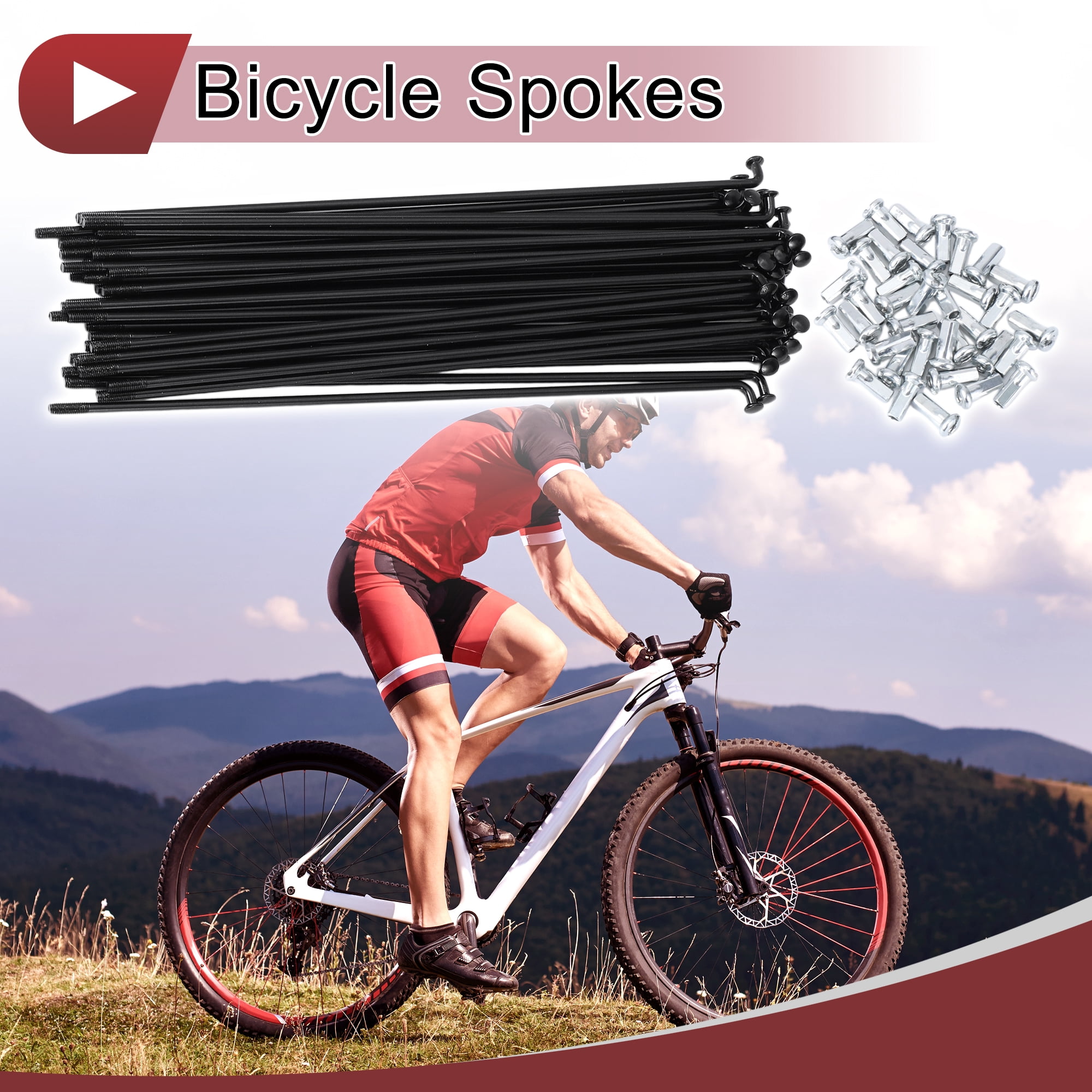 Unique Bargains 36 Set 12G Bicycle Spoke 12G Bike Wheel Spokes 45 Steel Black-177mm