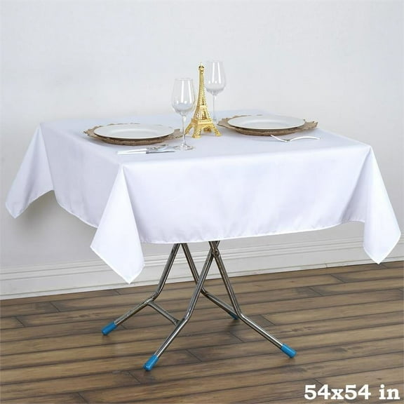 BalsaCircle 54" White Square Premium Polyester Tablecloth Catering Dining Table Linens